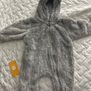 Cozy Gray Fleece Kids One Piece
